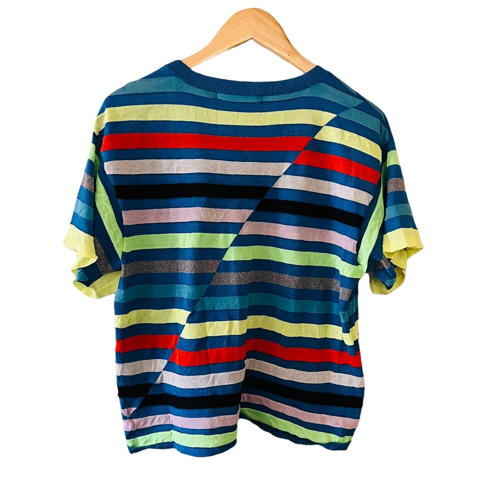 Replica Los Angeles Multicolored Striped Boyfriend Crew Neck Top  Size Medium - Picture 3 of 7